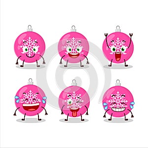 Cartoon character of christmas ball pink with smile expression