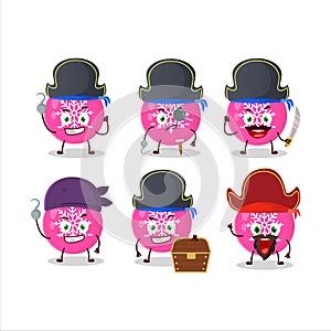 Cartoon character of christmas ball pink with various pirates emoticons