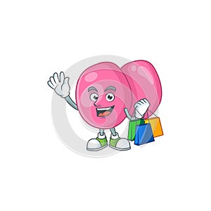 Cartoon character concept of rich streptococcus pyogenes with shopping bags