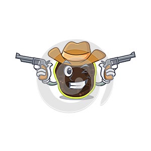 Cartoon character cowboy of firmicutes with guns