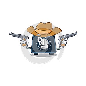 Cartoon character cowboy of kitchen timer with guns