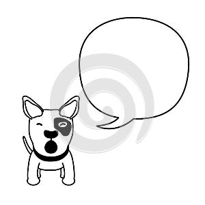 Cartoon character cute bull terrier dog with speech bubble