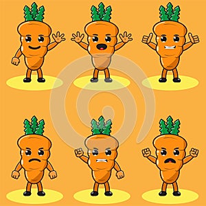 Cartoon character of cute Carrot set.