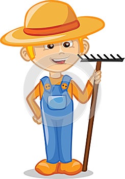 Cartoon character of cute farmer,vector