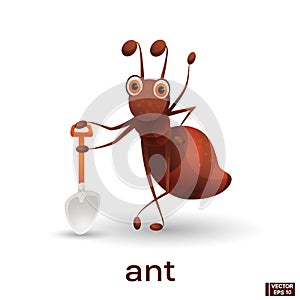 Cartoon character cute red ant
