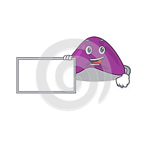 Cartoon character design of adrenal holding a board photo