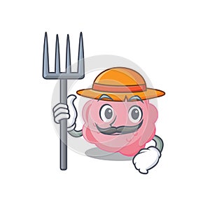 Cartoon character design of anaplasma phagocytophilum as a Farmer with hat and pitchfork photo