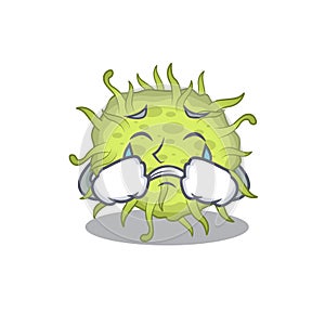 Cartoon character design of bacteria coccus with a crying face