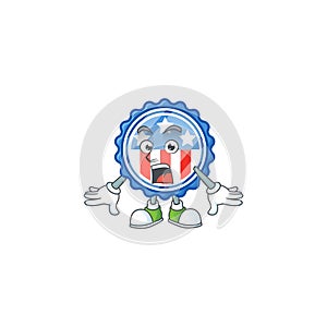Cartoon character design of circle badges USA with star with a surprised gesture