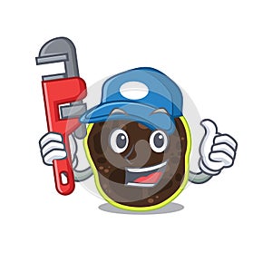 Cartoon character design of firmicutes as a Plumber with tool