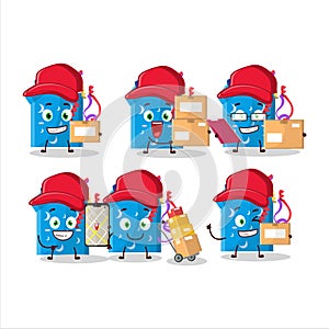 Cartoon character design of open magic gift Box working as a courier