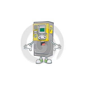 Cartoon character design of parking ticket machine with a surprised gesture