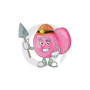Cartoon character design of streptococcus pyogenes work as a miner
