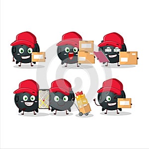 Cartoon character design of witch cauldron working as a courier