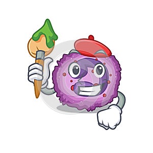 Cartoon character of eosinophil cell Artist with a brush