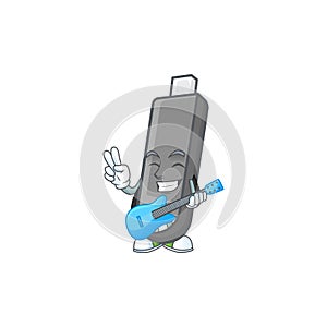 A cartoon character of flashdisk playing a guitar