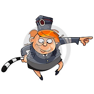 Cartoon character funny woman in the form of a traffic cop