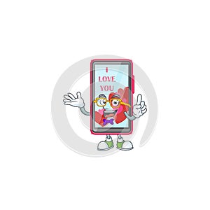 Cartoon character of Geek smartphone love design