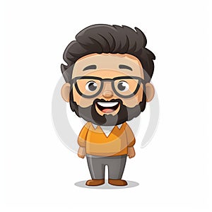 Cartoon Character With Glasses And Beard: Cute Minimalist Richard Emoji