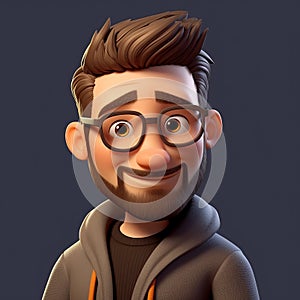 Photo-realistic 3d Character Render Of A Bearded Cartoon Man photo