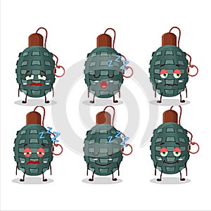 Cartoon character of granade firecracker with sleepy expression