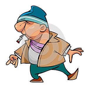 Cartoon character guy thug with a cigarette in his mouth