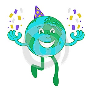 Cartoon character of happy Earth