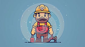 A cartoon character with a hard hat and fire hydrant, AI