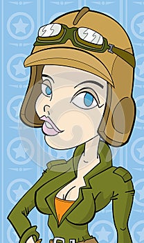 Cartoon character helicopter pilot gal