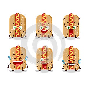 Cartoon character of hotdog with smile expression