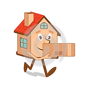 Cartoon character house with box