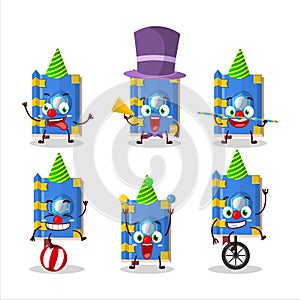 Cartoon character of ice book of magic with various circus shows