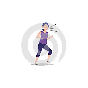 Cartoon character illustration of human action poses postures. Flat design of emotional young woman screaming concept isolated on