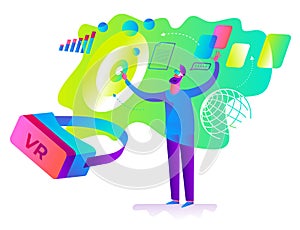 Cartoon character illustration: IT, Internet, virtual reality. photo