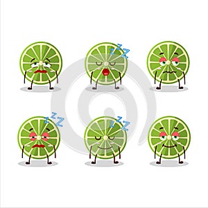 Cartoon character of lemon with sleepy expression