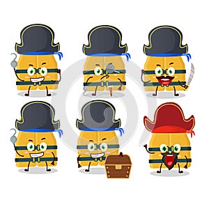 Cartoon character of life vest with various pirates emoticons