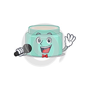 Cartoon character of lipbalm sing a song with a microphone