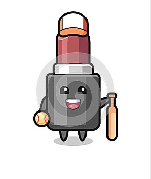 Cartoon character of lipstick as a baseball player