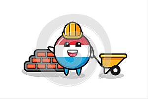 Cartoon character of luxembourg flag badge as a builder