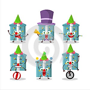 Cartoon character of magic gift box with various circus shows