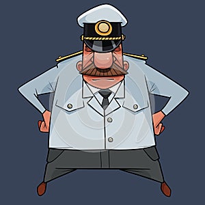 Cartoon character man in white sea captain uniform