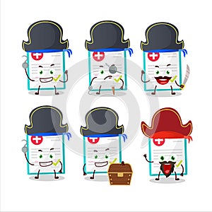 Cartoon character of medical payment with various pirates emoticons