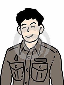 cartoon character of a military officer smiling