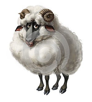 Cartoon character mutton sheep digital painting
