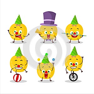 Cartoon character of nance fruit with various circus shows