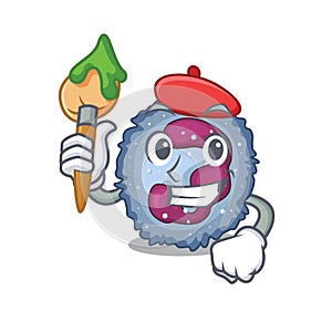 Cartoon character of neutrophil cell Artist with a brush