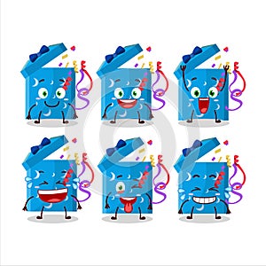 Cartoon character of open magic gift box with smile expression