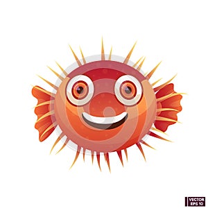 Cartoon character orange blowfish smiling