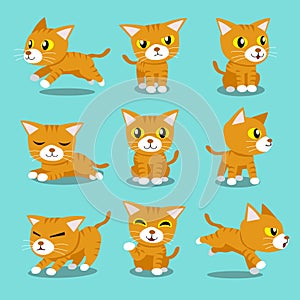 Cartoon character orange cat poses