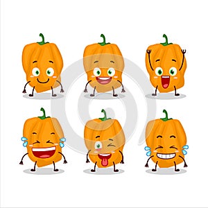 Cartoon character of orange habanero with smile expression